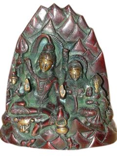 Hindu God Shiva Parivar Parvati Ganesha Kartikeya Brass Statue