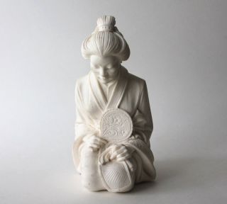 Vintage A GIANNELLI Chinese Japanese Woman Lady Fan Statue Figurine