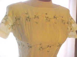  Yellow Vintage Dress with Daisy Embroidery by Jerry Greenwald Juniors