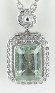 Vintage Sterling Filigree Green Amethyst 4 5 Ct Emerald Cut Pendant