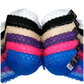 Lot 6 MAMIA BR9790L Strapless Iridescent Detail Lace Demi Cup