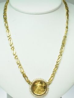 18K Yellow Gold Coin Necklace 1988 Proof Quarter Eagle 189028