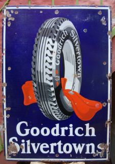 Old Goodrich Silvertowns Enamel Porc Sign Double Face
