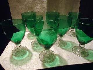Forest Green Crystal Boopie Water Glass Anchor Hocking Christmas