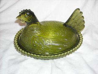 Green Glass Hen on Nest 4