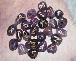 Handcrafted Futhark Runes in Amethyst