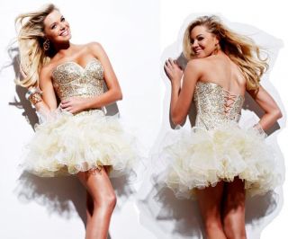 Shimmering Gold Sherri Hill 2424 Homecoming Prom Dress Sequined Corset