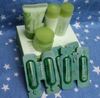 innisfree green tea pure deluxe kit pack 10ml lotion skin15ml cream