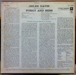  DAVIS porgy & bess LP VG CL 1274 Vinyl 1958 6 Eye DG Mono Gil Evans