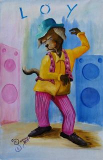 Jamaican Art Funky Dog D Gordon Original Painting