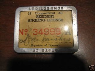 Vintage 1949 Connecticut Fishing Angling License