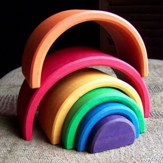Grimms Large 6 Piece Rainbow Stacker— Wooden Elements Nesting