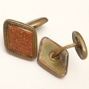 Goldstone Cuff Links Cufflinks Vintage Diamond Shaped