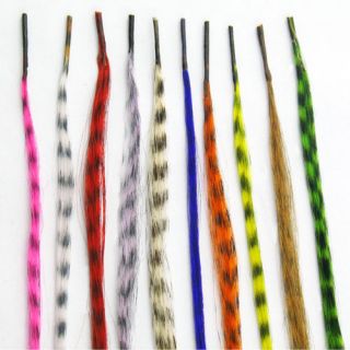 Hot 50pcs Grizzly Synthetic Feather Hair Extensions 16 with 50 Beads