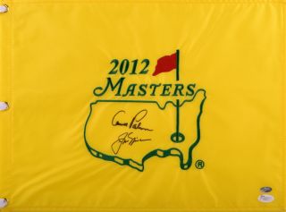 Arnold Palmer Jack Nicklaus Signed Golf Flag LOA JSA Certified