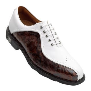 2011 Mens FootJoy Icon Golf Shoes White Brown 52292