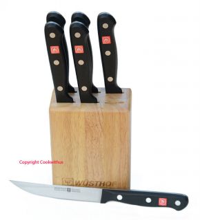 Wusthof Gourmet 7 Piece Steak Knife Set with Storage Block 8305 New