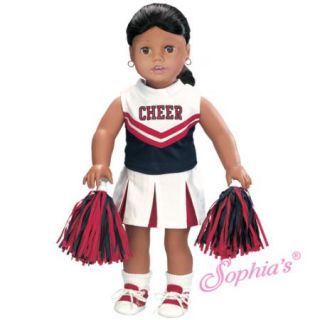 Red Blue White Cheerleader Outfit w Socks Shoes Fits American Girl 18