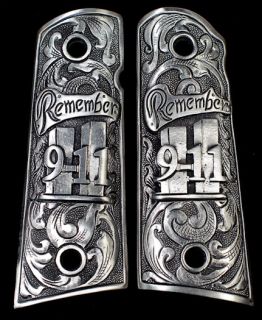 RARE 1911 Pewter Gun Grips Remember 9 11 September 11 Kimber Colt Full