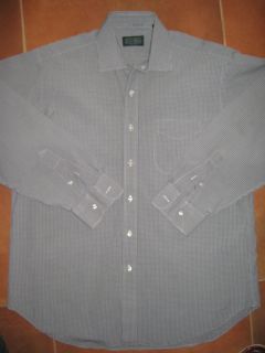 Gitman Bros Mens Gray Plaids Button Front Shirt Sz 16 34