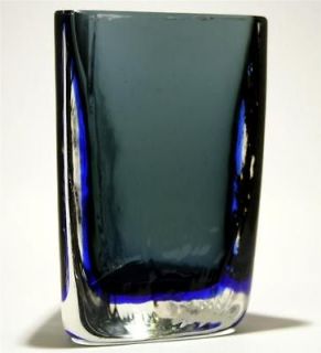  Retro Murano Sommerso Pewter/Cobalt Art Glass Vase Seguso Vetri dArte