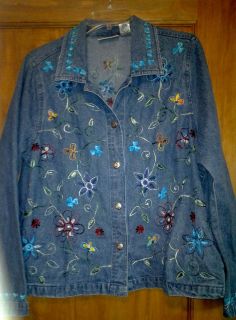 Kim Rogers Denim Jacket with Embroidery Size P XL 