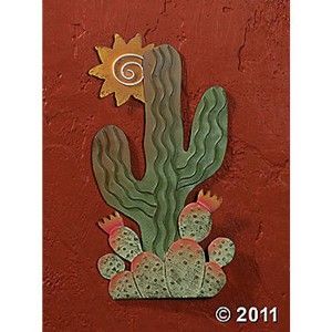 southwestern decor metal cactus sun wall art new