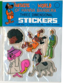 Hanna Barbera Puffy Stickers 1979 Secret Squirrel Hong Kong Phooey