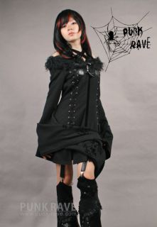 Punk Rave Gothic Kimono Style Jacket Punk Gothic Black
