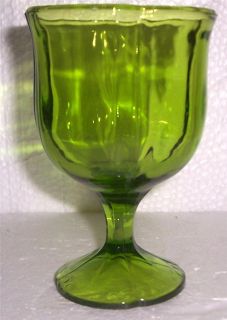 Vintage Solid Green Depression Glass Goblet with Base Design