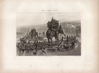 Hannibal Elephants Henri Motte Antique Engraving 1894