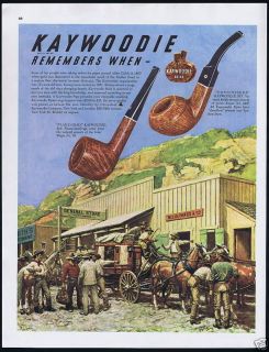 1948 Kaywoodie Pipe Stagecoach Wells Fargo Co Horse Vintage Print Ad