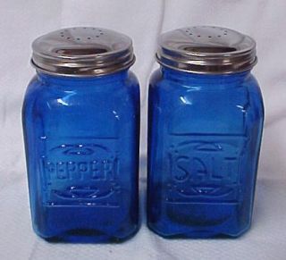 Cobalt Blue Stove Top Hoosier Salt Pepper Shakers New