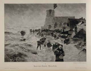 1893 Sturmfluth Storm Flood Hans von Bartels Engraving   ORIGINAL