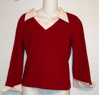 Hillard Hanson Red Sweater Faux Shirt Combo Med 8 10
