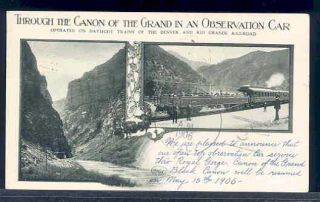 Co Grand River Canyon Colorado Scene with Railroad Observation Car