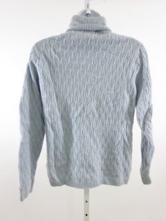 Glen Lyon Blue Cashmere Cableknit Turtleneck Sweater L