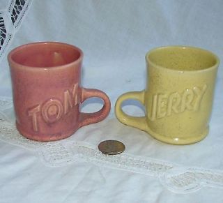 Vintage Tom & Jerry CUP/MUG Set of 2, Garden City Pottery? Yellow Pink