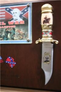     Civil War Double Bowie Knives (Grant & Lee) with wood wall plaque