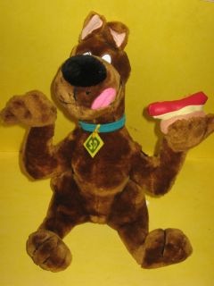 Scooby Doo Stuffed Toy Cartoon Network w Tag Sitting Eating Hot Dog