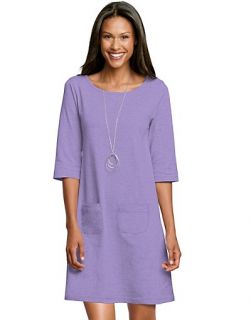 Hanes Signature Womens Ultimate Stretch Cotton Boatneck Dress Style