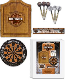 Harley Davidson® Dartboard Darts Cabinet Set