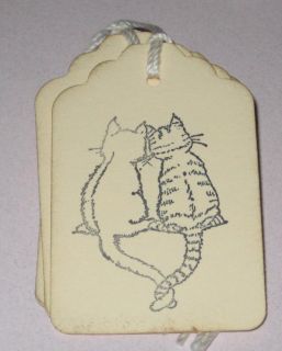 Set of 8 Loving Cats Gift Tags Primitive Handmade