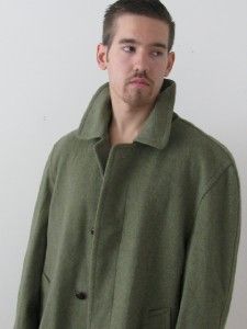 Glover Italy Loden Green Wool Mans Excellent Over Coat Jacket Tartan