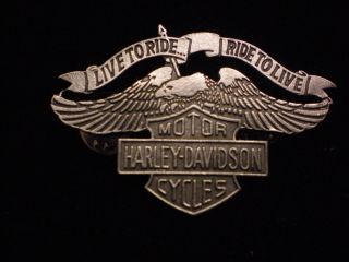 Harley Davidson Eagle w Shield Pewter Pin Beautiful