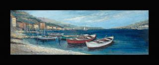 Footpints in The Sand Boat City Harbor Art Framed Print Ruane