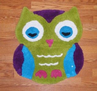New Owl Shaped Cotton Bath Accent Rug Green Purple Pink Blue Hoot