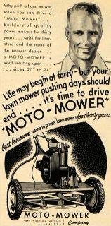 1949 Ad Moto Mower Co Tools Cutting Grass Machine Original Advertising