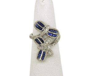 18K Gold 1 8 cts Diamonds Sapphires Butterfly Ring