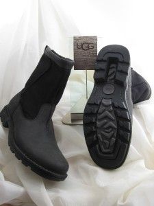 UGG Hartsville Boots Black Leather Sheepskin Mens UK 8 US Sz 9